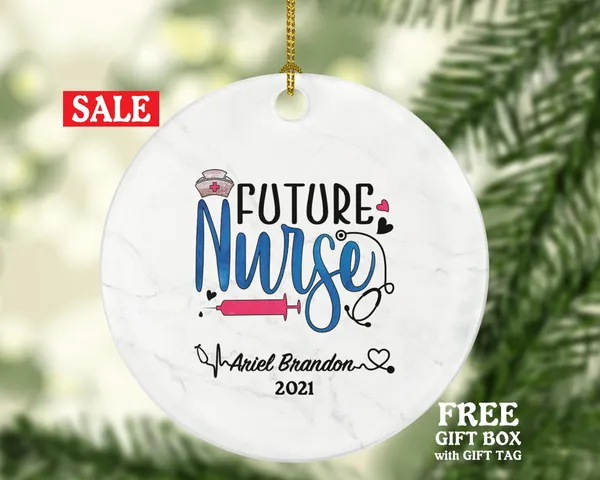 Future Nurse Christmas Ornament Personalized - Nurse Student Custom Gift Graduation Gift for Graduate Nursing School Student