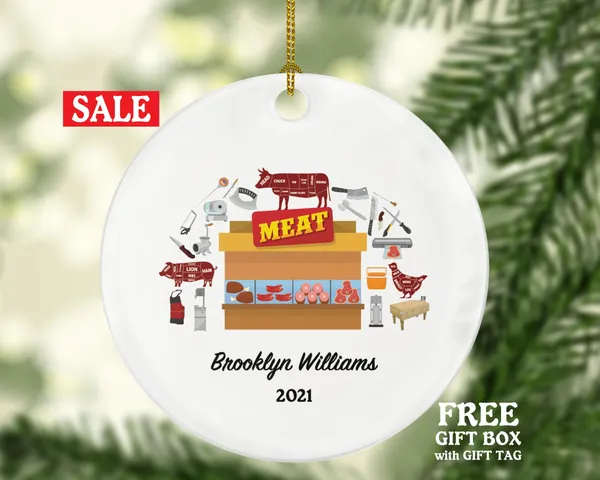 Personalized Butcher Christmas Ornament - Meat Store Worker Custom Gift