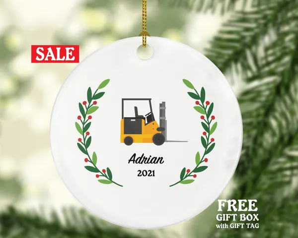 Heavy Duty Worker Forklift Operator Christmas Ornament Personalized - Fork Truck Vehicle Gift for a Warehouse Employee Employer Custom Name