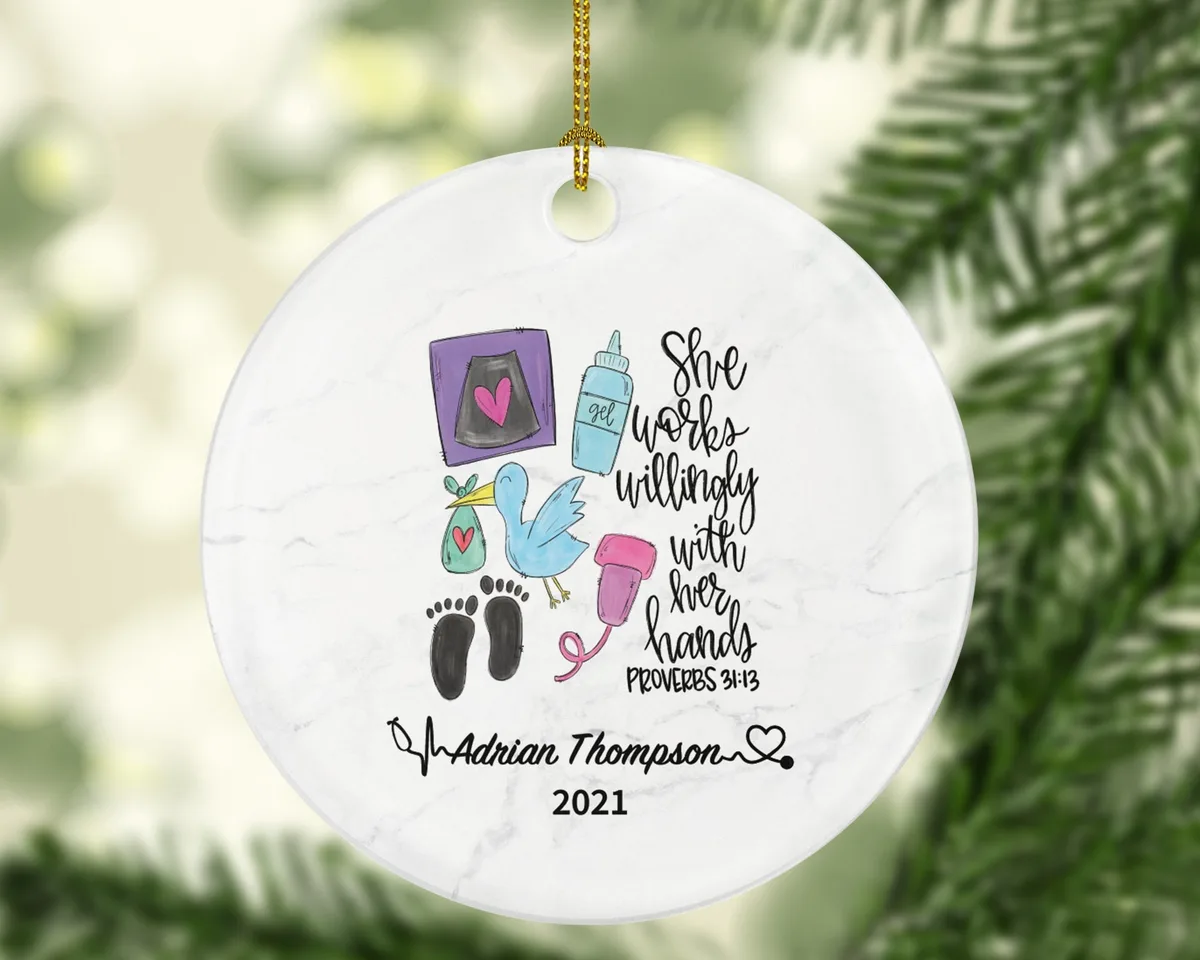 Ultrasound Tech Technician Sonographer Christmas Ornament Personalized - Sonogram Sonography Medical Gift for Female