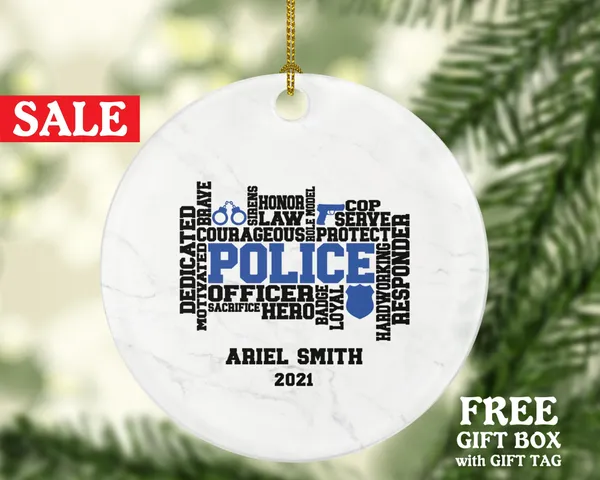 Policeman Christmas Ornament Personalized - Police Team Officer Custom Gift