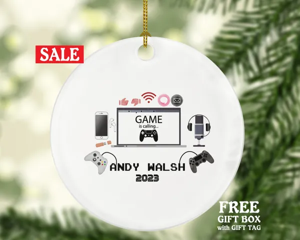 Personalized Playing Video Game Player Gamer Boy or Girl Game Christmas Ornament for Tree Gamer Controller Addict