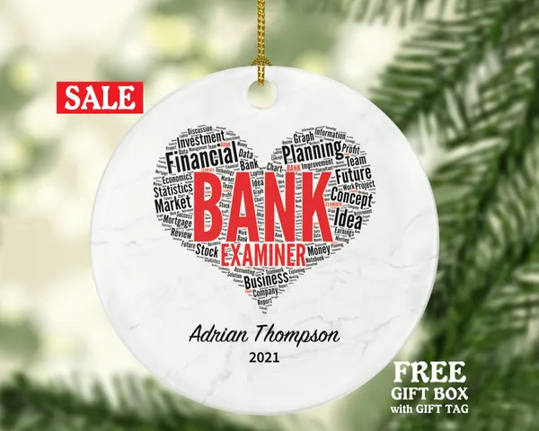 Bank Examiner Christmas Ornament Personalized - Bank Worker Financial Examiner Gift