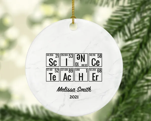 Science Teacher STEM Biology Chemistry Christmas Ornament Personalized - Future Teacher, Student, Graduate Gift - Custom Name Year
