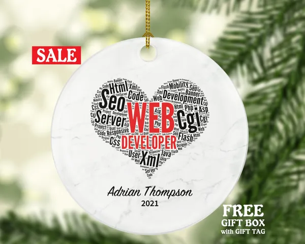 Web Developer Christmas Ornament Personalized - Website Builder Developer Specialist Custom Name Gift