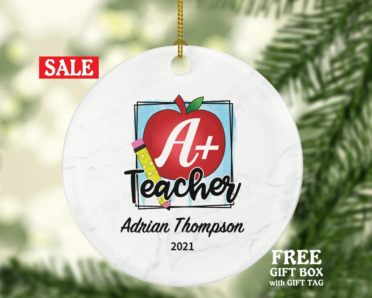 Teacher / Professor Ornament Personalized - Custom Gift from Student Appreciation Mr Mrs A Plus Teacher School Graduate Graduation