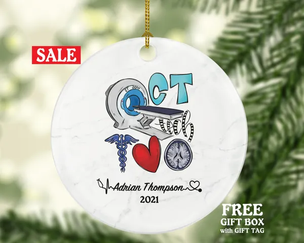Computed Tomography CT Christmas Ornament Personalized - Medical Scan Health Worker Gift from Patient Radiology