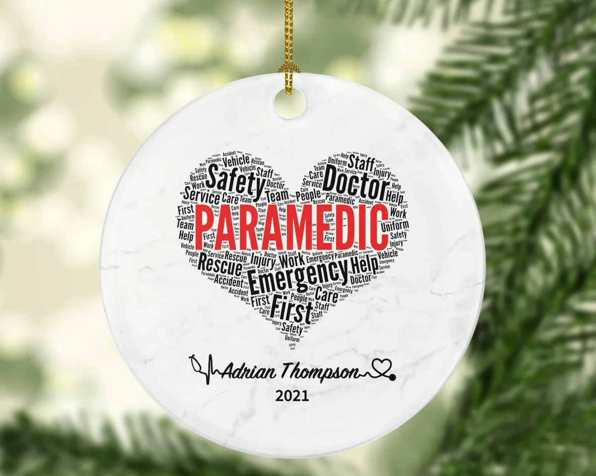 Paramedic Christmas Ornament Personalized -  Paramedic Ambulance Healthcare Worker Essential Employee Appreciation Gift Hospital Worker