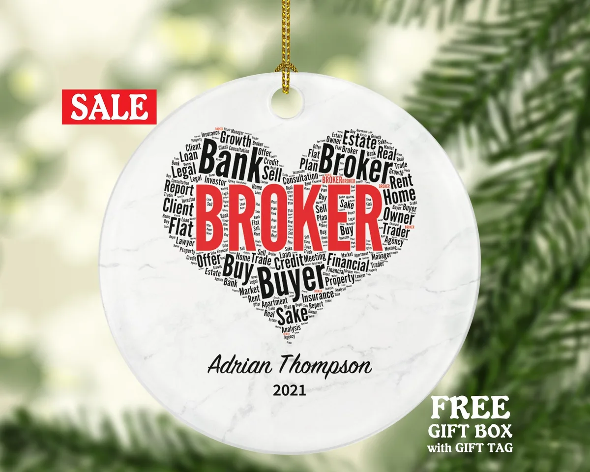 Broker Christmas Ornament Personalized - Realtor Agent House New Real Estate Seller Gift