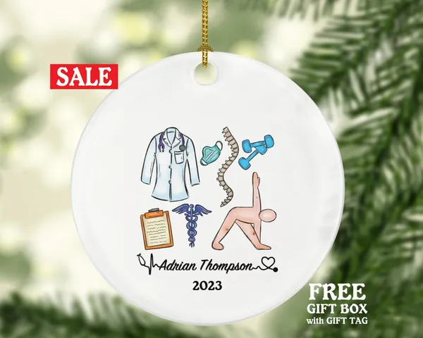Chiropractor Christmas Ornament Personalized - Manual Therapist Physician Medical Orthopedic Spinal Gift for Orthopedist Physiotherapist