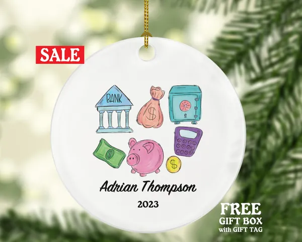 Bank Worker Christmas Ornament Personalized - Bank Worker Custom Gift for Female or Male