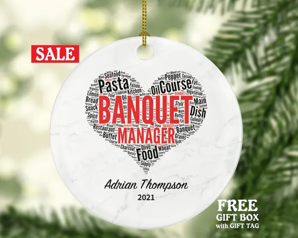 Banquet Manager Christmas Ornament Personalized - Custom Name Year Gift