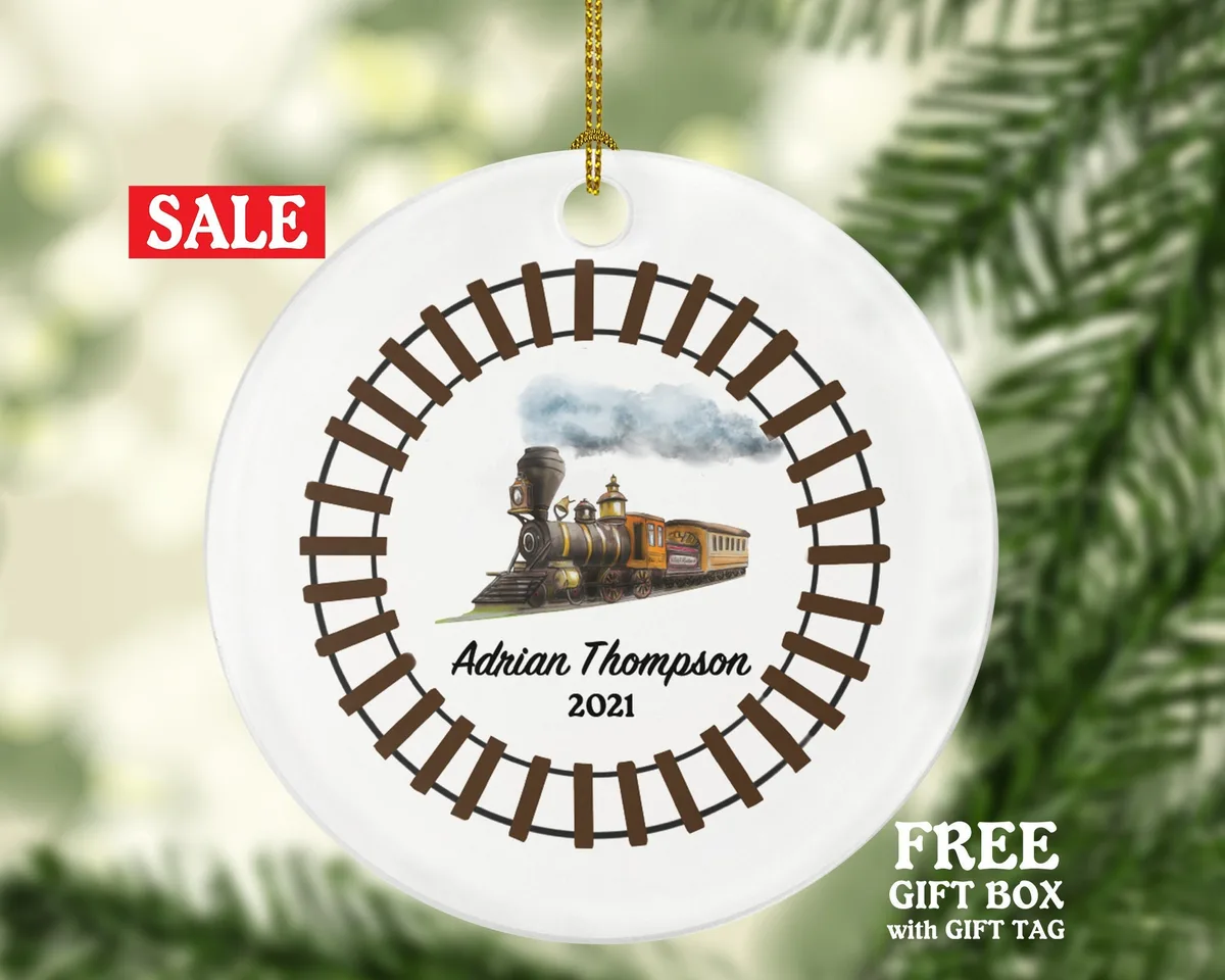 Train Locomotive Engineer Christmas Ornament Personalized, Driver Worker, Assistant, Handler Operator Motorman Loco Pilot Custom Gift