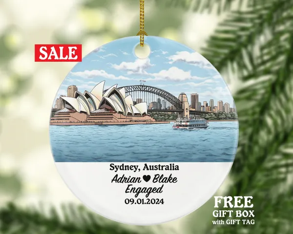 Sydney Christmas Ornament Personalized - Australia Engaged Married Family Together Couple Travel Honeymoon Engagement Marriage