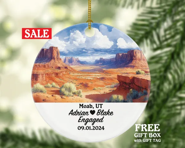 Moab Christmas Ornament Personalized - Jordan Engaged Married Family Together Couple Travel Honeymoon Engagement Marriage