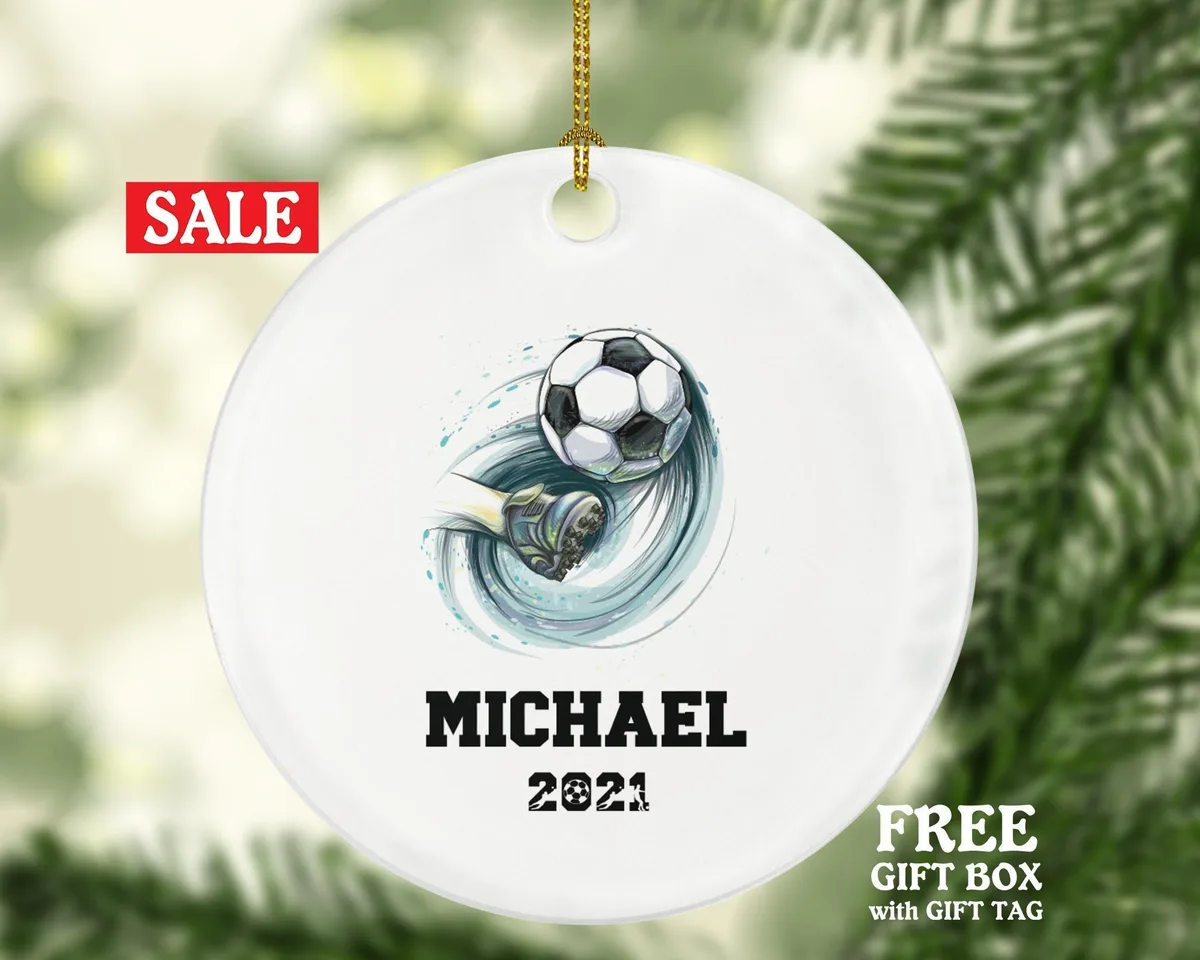 Playing Soccer Christmas Ornament - Goal Keeper Saver Coach Team Player Personalized Gift Gamer Sports Match Senior Custom Ball Kick