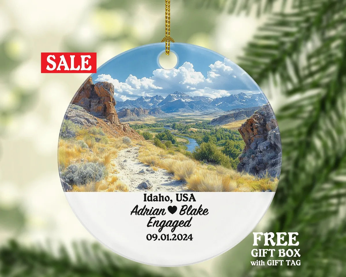 Idaho Christmas Ornament Personalized - ID Engaged Married Family Together Couple Travel Honeymoon Engagement Marriage
