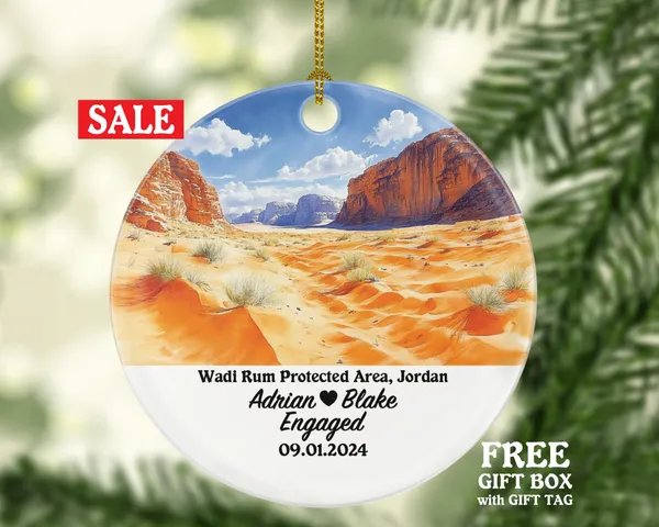 Wadi Rum Protected Area Christmas Ornament Personalized - Jordan Engaged Married Family Together Couple Travel Honeymoon Engagement Marriage