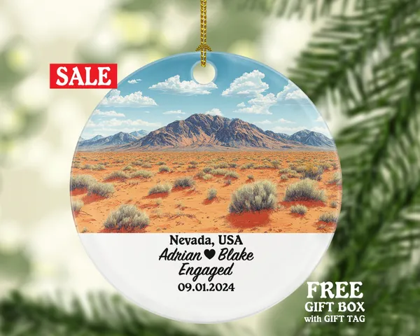 Nevada Christmas Ornament Personalized - NV Engaged Married Family Together Couple Travel Honeymoon Engagement Marriage