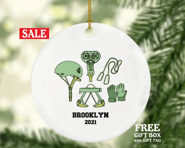 Zip Line Christmas Ornament Personalized, Rope Sliding Zip liner Zipliner Ziplining Outdoor Zipline Instructor Rope Adventure Park