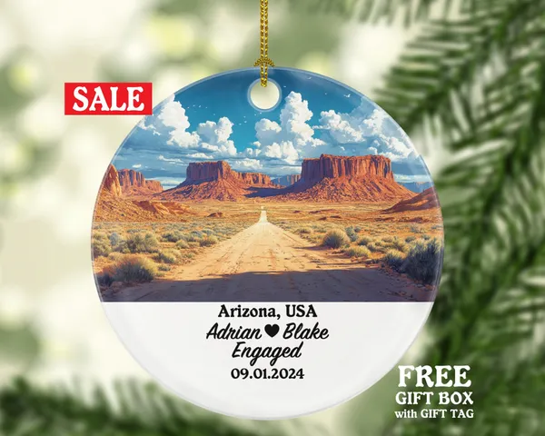 Arizona Christmas Ornament Personalized - AZ Engaged Married Family Together Couple Travel Honeymoon Engagement Marriage