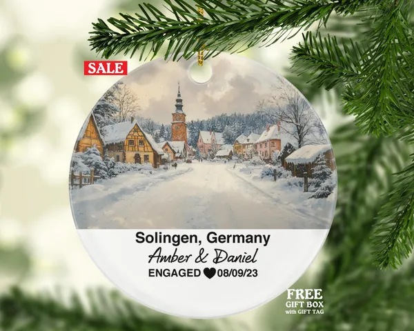Custom Germany Solingen Ornament – Personalized Blade City, Castle Burg Keepsake, Couple Gift for Wedding or Honeymoon