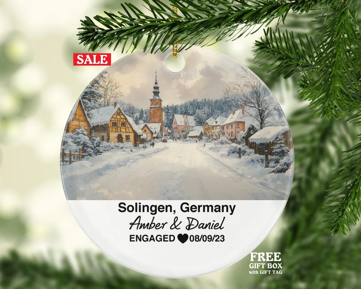 Custom Germany Solingen Ornament – Personalized Blade City, Castle Burg Keepsake, Couple Gift for Wedding or Honeymoon