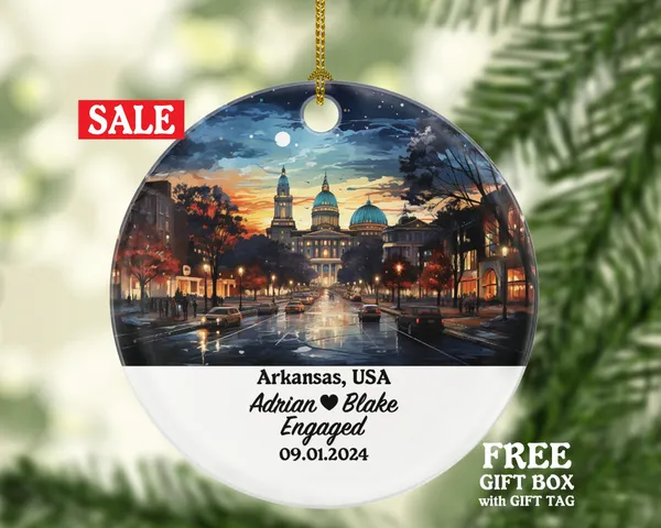 Arkansas Christmas Ornament Personalized - AR Engaged Married Family Together Couple Travel Honeymoon Engagement Marriage