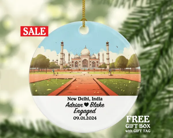 New Delhi Christmas Ornament Personalized - India Engaged Married Family Together Couple Travel Honeymoon Engagement Marriage