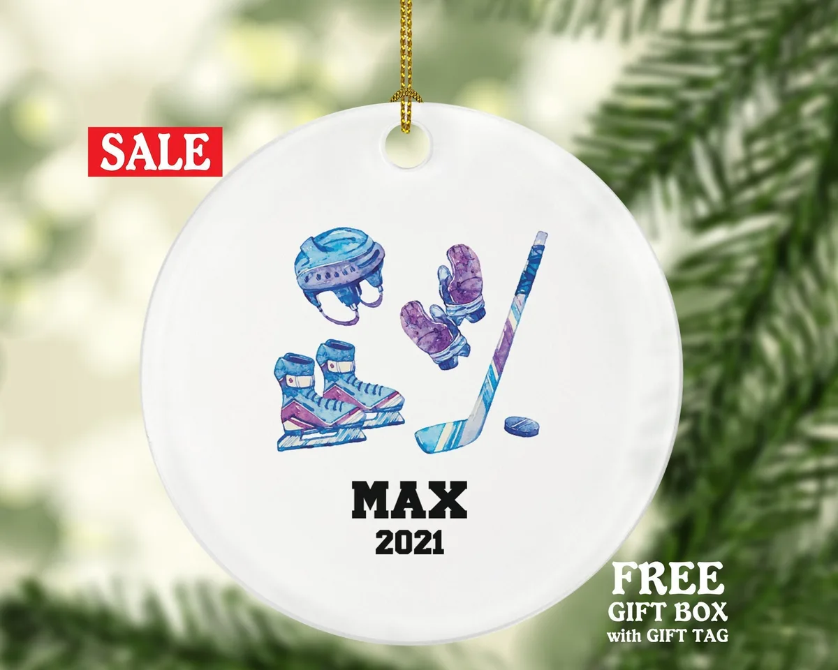 Personalized Hockey Ornament for your Hockey Player - Hockey Player Team Gift with Name and Year