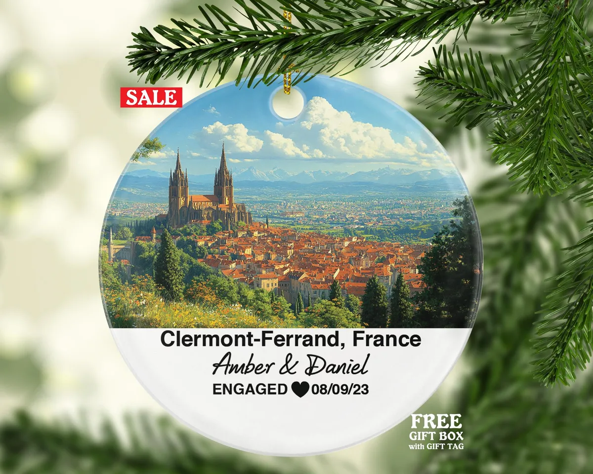 Personalized Champigny-sur-Marne France Christmas Ornament, Marne River, Mr & Mrs Wedding, Engagement, or Honeymoon Keepsake for Couples