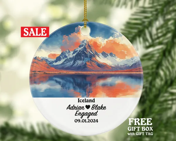 Iceland Christmas Ornament Personalized - Iceland Engaged Married Family Together Couple Travel Honeymoon Engagement Marriage