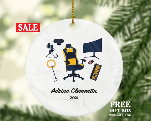 Video Game Player Gamer Christmas Ornament Personalized - Playing Game Equipment Controller Addict Hobby