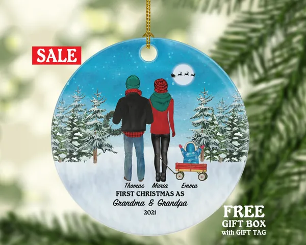 Grandparents First Christmas Ornament Personalized, First Christmas As Grandparents Ornament, New Grandparents Gift