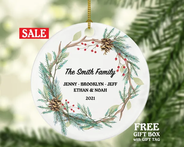 Family of 2 3 4 5 6 Christmas Ornament Personalized - Gift for Family - Custom Name Year Christmas Ornament