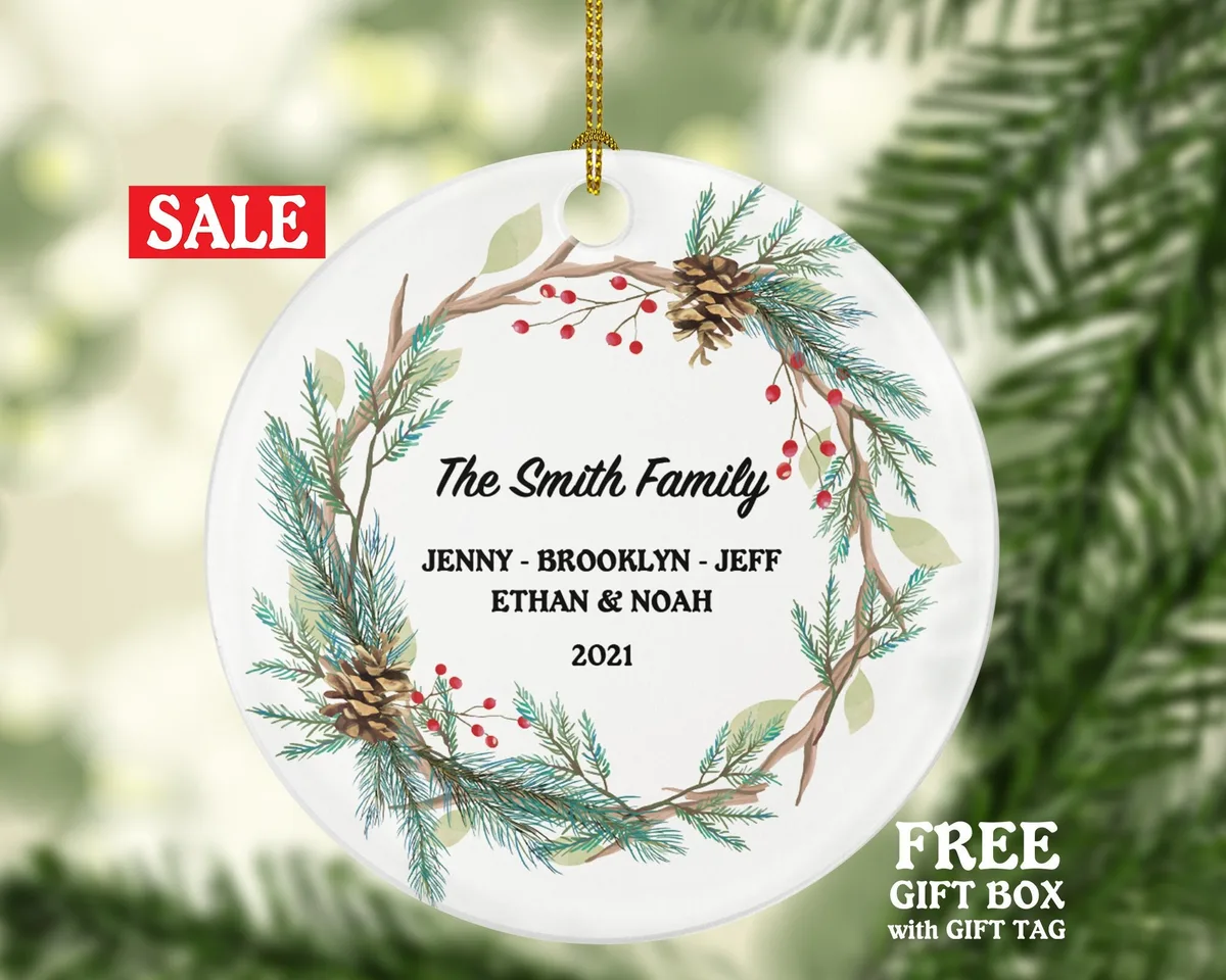 Family of 2 3 4 5 6 Christmas Ornament Personalized - Gift for Family - Custom Name Year Christmas Ornament