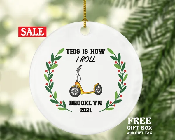 Electric Scooter Christmas Ornament Personalized - Riding Scooter Gift Motorized Scooter - This is how I roll