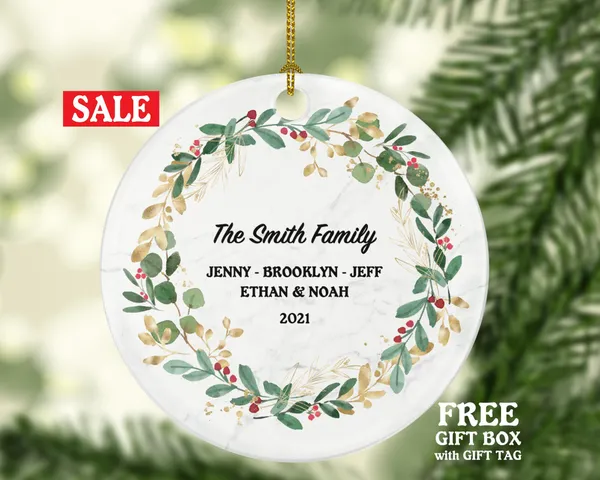 Family of 2 3 4 5 6 Christmas Ornament Personalized - Gift for Family - Custom Name Year Christmas Ornament