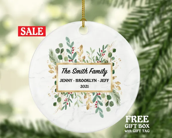Family of 2 3 4 5 6 Christmas Ornament Personalized - Gift for Family - Custom Name Year Christmas Ornament