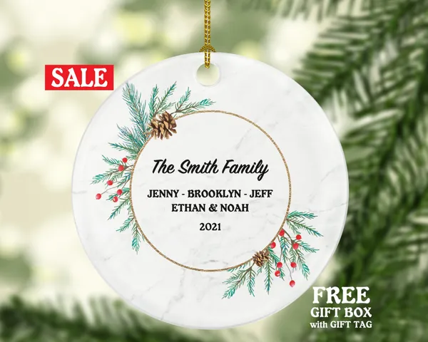 Family of 2 3 4 5 6 Christmas Ornament Personalized - Gift for Family - Custom Name Year Christmas Ornament