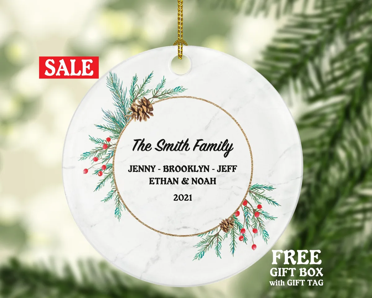 Family of 2 3 4 5 6 Christmas Ornament Personalized - Gift for Family - Custom Name Year Christmas Ornament