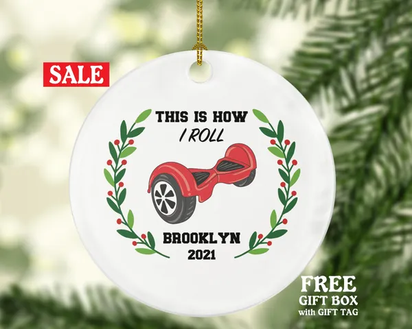 Hoverboard Christmas Ornament Personalized - Kids Balance Board Wheel Scooter - Segway Gift - This is How I Roll
