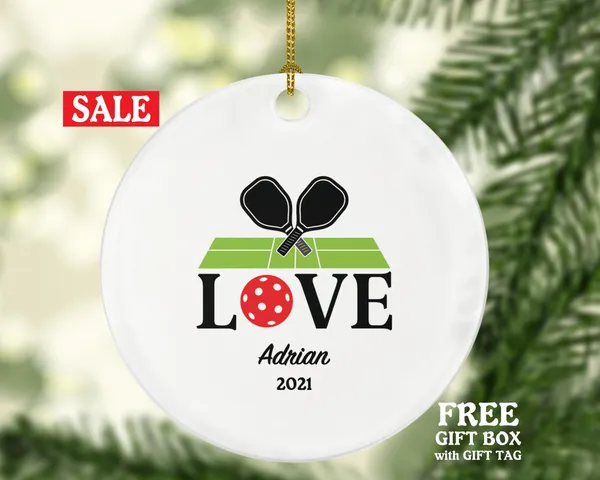 Pickleball Christmas Ornament Personalized - Pickle ball Player Gift Pickle ball Lovers and Game Players