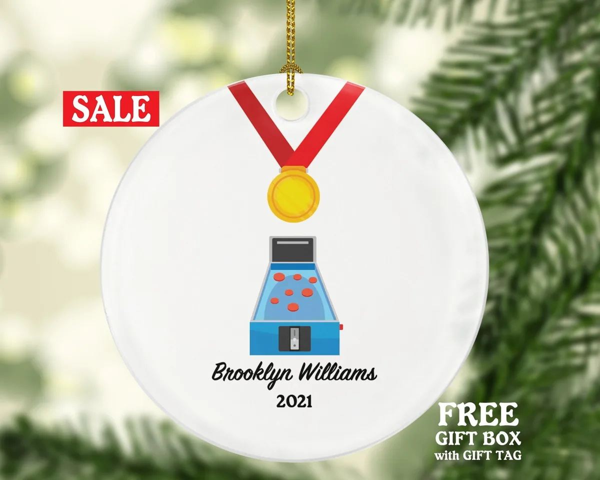 Pinball Christmas Ornament Personalized - Pinball Player Gift Pinball Lovers and Game Players