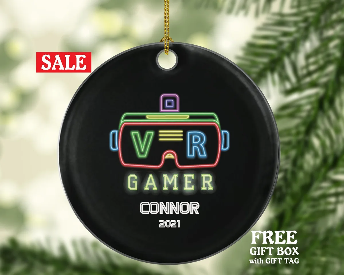 Virtual Reality Personalized Christmas Ornament - Custom VR Video Gamer Game VR Gift