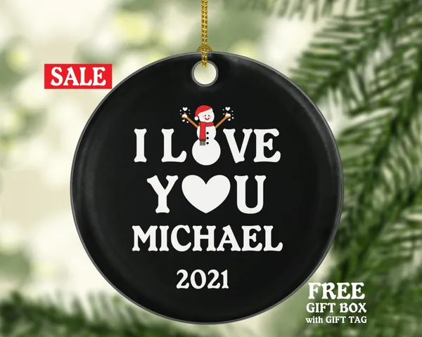Personalized I Love You For Couple Ornament, Couple Gift Christmas, Newly Engaged Newlywed, First 1st Lover Engaged, Married Proposal