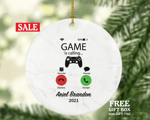Video Game Player Gamer Christmas Ornament Personalized - Playing Game Controller Addict Hobby